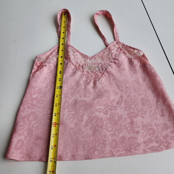 VTG Victorias Secret Pink Jacquard Cami Top Satin Gold Label Strappy Sz P XS - Picture 9 of 11